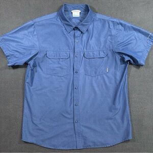 Columbia Omni Wick Fishing Shirt Mens Blue Short Sleeve Performance L